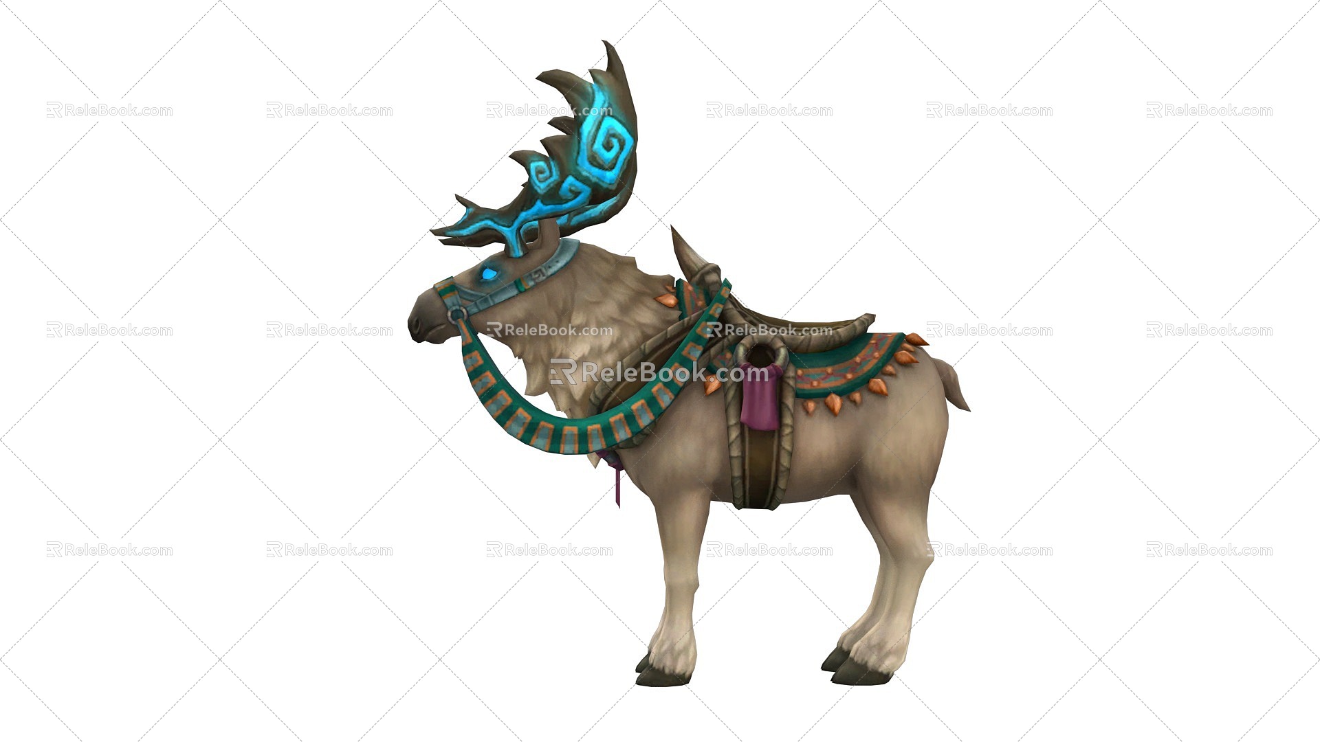 Moose Mount Skeleton Bound Elk Three Skins Game Mount 3d model