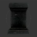 Dark Stone Balustrade Scene Component With Square Columns And Stone Slabs 3d model