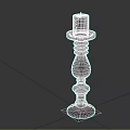 Decorative Black Candle Holder Stand With White Candle And Intricate Carved Design Details