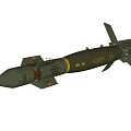 MK 82 Aerial Bomb Military Weapon With Green Body Yellow Ring Tail Fins And Warhead