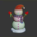 Snowman Character With Red Santa Hat Scarf Gloves And Candy Cane