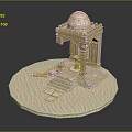 Ornate 3D Building Model Featuring Dome Carved Details And Sandy Base Structure