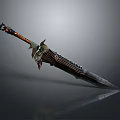 Ornate Fantasy Sword With Intricate Blade Design And Decorative Hilt Elements