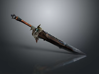 Ornate Fantasy Sword With Intricate Blade Design And Decorative Hilt Elements 3d model