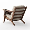 Modern Single Sofa with Wooden Frame Armrests Gray Beige Upholstery and Blanket