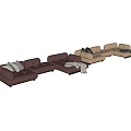 Modern Light Luxury Multi-Person Corner Sofa Set 3d model