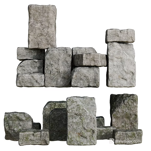 Stone and Wood Construction with Natural Textures and Rustic Design Elements 3d model 
