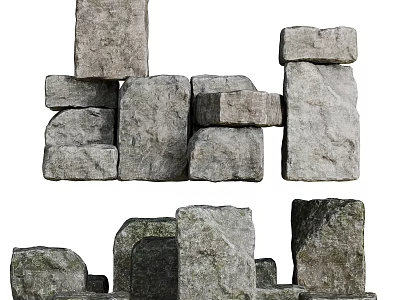 Stone and Wood Construction with Natural Textures and Rustic Design Elements 3d model