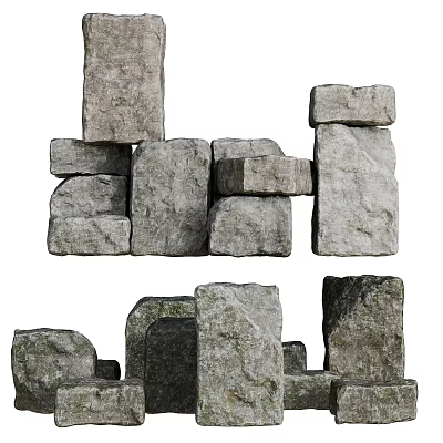Stone and Wood Construction with Natural Textures and Rustic Design Elements 3d model