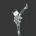 Game Movie Character With Cat Like Head Pink X Mark Mechanical Body Single Leg Pose
