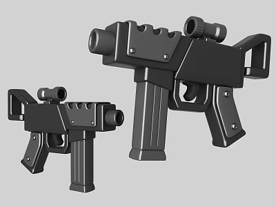 Two Black Futuristic Firearms With Tactical Scopes 3d model
