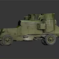 Vintage Military Green Armored Vehicle With Protective Body Headlights And Wheels