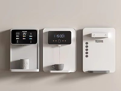Modern Wall Mounted Daily Electrical Appliances With Digital Display Coffee Maker And Water Dispenser 3d model