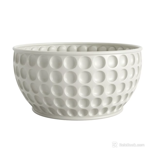 White Ceramic Decorative Ornament Set With Circular Raised Dot Pattern For Home Decor 3d model 