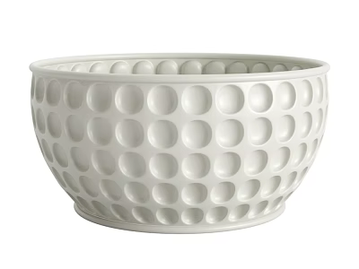 White Ceramic Decorative Ornament Set With Circular Raised Dot Pattern For Home Decor 3d model