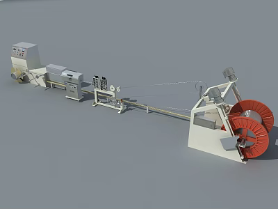 Industrial Cable Extrusion Production Line With Winding Machinery 3d model