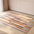 Colorful Striped Square Rug On Wooden Floor In Modern Living Room