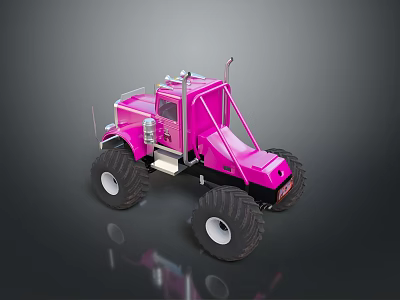 Pink Monster Truck With Large Wheels And Bold Exterior Design 3d model