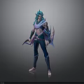 Man With Blue Hair In Fantasy Costume And Detailed 3D Character Design
