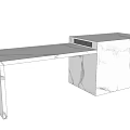Sleek Modern Dining Table Design With Marble Top And Wooden Cabinets
