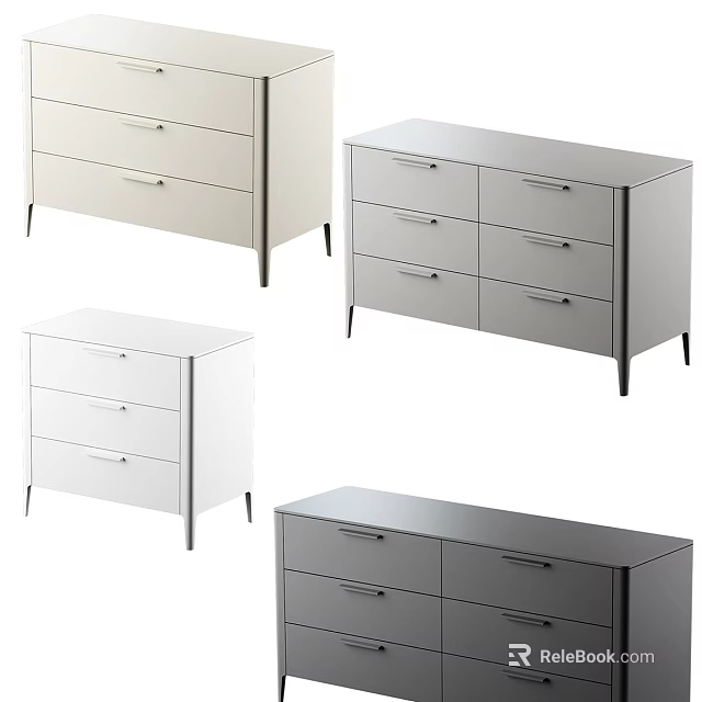 Modern Entryway Console Tables And Side Cabinets With Drawers And Metal Legs 3d model 
