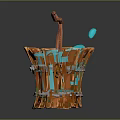 Orange Woven Bucket With Metal Rings And Blue Interior Design
