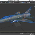 Camouflage Military Fighter Jet with 0011 Number Cockpit Emblem and Mounted Weapons