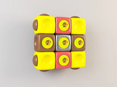Modern Cube Shaped Wall Lamp With Colorful Square Design And Round Accents 3d model