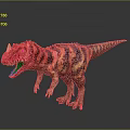 Horned Dinosaur Model With Red And Black Stripes Open Mouth On Gray Background