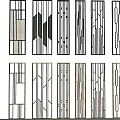 Elegant Modern Partition Screens With Various Geometric Patterns And Decorative Frames 3d model