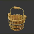 Sturdy Wooden Bucket With Metal Handle And Wooden Grip For Daily Use