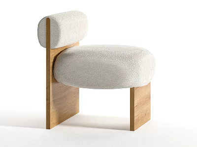 Modern Minimalist Accent Chair With White Upholstered Seat Back And Wooden Frame 3d model