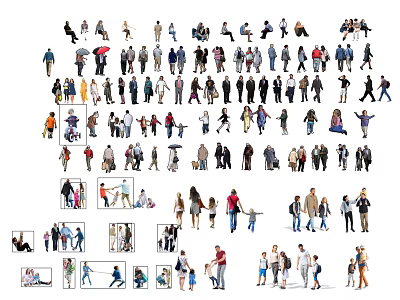 Diverse Group of People in Various Poses and Daily Activities 3d model