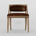 Classic Accent Chair With Brown Leather Upholstery And Wooden Carved Legs