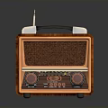 Vintage Electronic Radio with Wooden Case Tuning Knobs and Retro Antenna Design