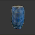Blue Ceramic Decorative Vase With Cylindrical Shape And Glossy Surface For Home Living Room