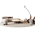 Modern Living Room Sofa Coffee Table Set With Beige Upholstery Neutral Rug And Floor Lamp