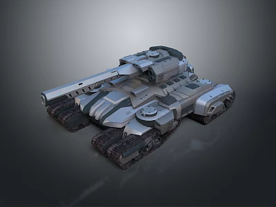 Futuristic Tank With Streamlined Hull Turret Heavy Cannon Tracks And Armor Plating 3d model