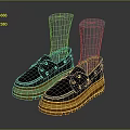 Black Fashionable Footwear With Orange Thick Soles And Metal Buckles For Daily Use