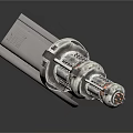 Detailed Mechanical Equipment With Metal Gears Coils And Curved Concrete Base
