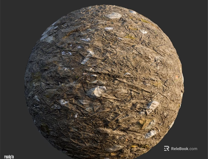 Spherical Construction Component With Rough Surface Texture And Mixed Rock Soil Materials 3d model 