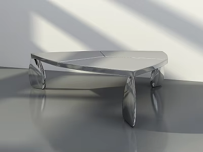 Modern Metallic Coffee Table With Sleek Surface Geometric Frame And Unique Legs Design 3d model
