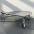 Modern Metallic Coffee Table With Sleek Surface Geometric Frame And Unique Legs Design 3d model