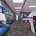 Modern Esports Room Interior With Large Screen Computers Comfortable Chairs And Ambient Lighting 3d model