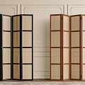 Quiet Ancient Screen Rattan Screen Folding Screen Weaving Hollow Screen Quiet Ancient Screen Middle Screen Partition 3d model