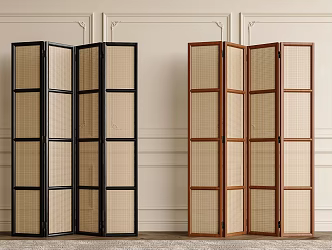 Quiet Ancient Screen Rattan Screen Folding Screen Weaving Hollow Screen Quiet Ancient Screen Middle Screen Partition 3d model
