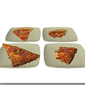 Freshly Baked Pizza Slices On Green Square Plates With Assorted Toppings