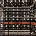 Elegant Modern Wine Cellar Interior With Organized Metal Racks And Glass Bottles