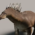Realistic Reptile Dinosaur Model Featuring Long Neck Spiked Back And Brown Skin