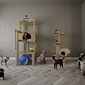 Reptile Habitat Furniture Setup With Gray Walls Wooden Floor And Pet Accessories
